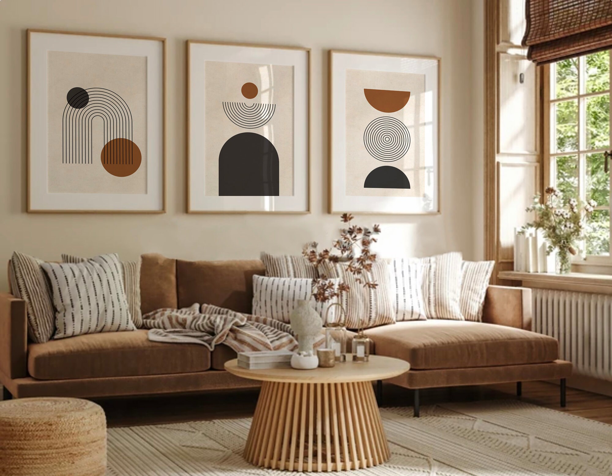 Mid Century Modern Printable Wall Art Set of 3, Neutral Abstract ...