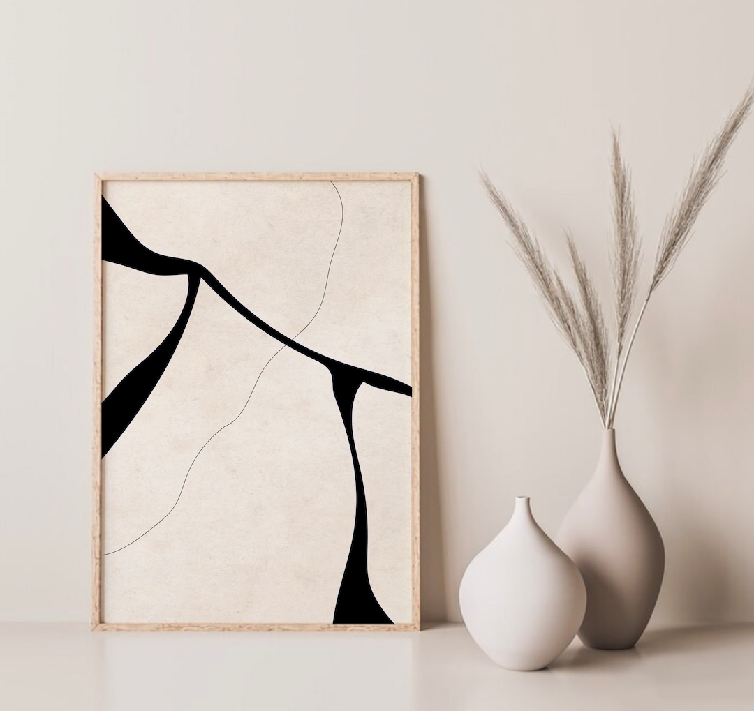Modern Printable Wall Art, Minimalist Black Art Print, Abstract ...