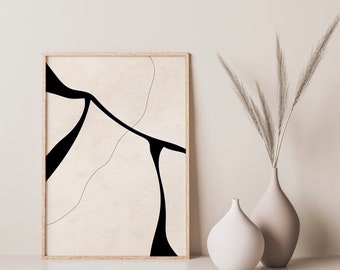 Arte de pared imprimible moderno, impresión de arte negro minimalista, impresión de arte geométrico abstracto, arte de pared imprimible de Boho, descarga instantánea de impresión digital