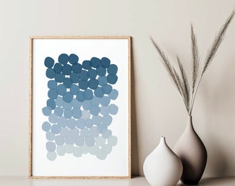 Modern Blue Dots Printable Wall Art, Dots Abstract Print, Blue Circle Art, Geometric Wall Art, Abstract Wall Art, Minimalist Wall Decor