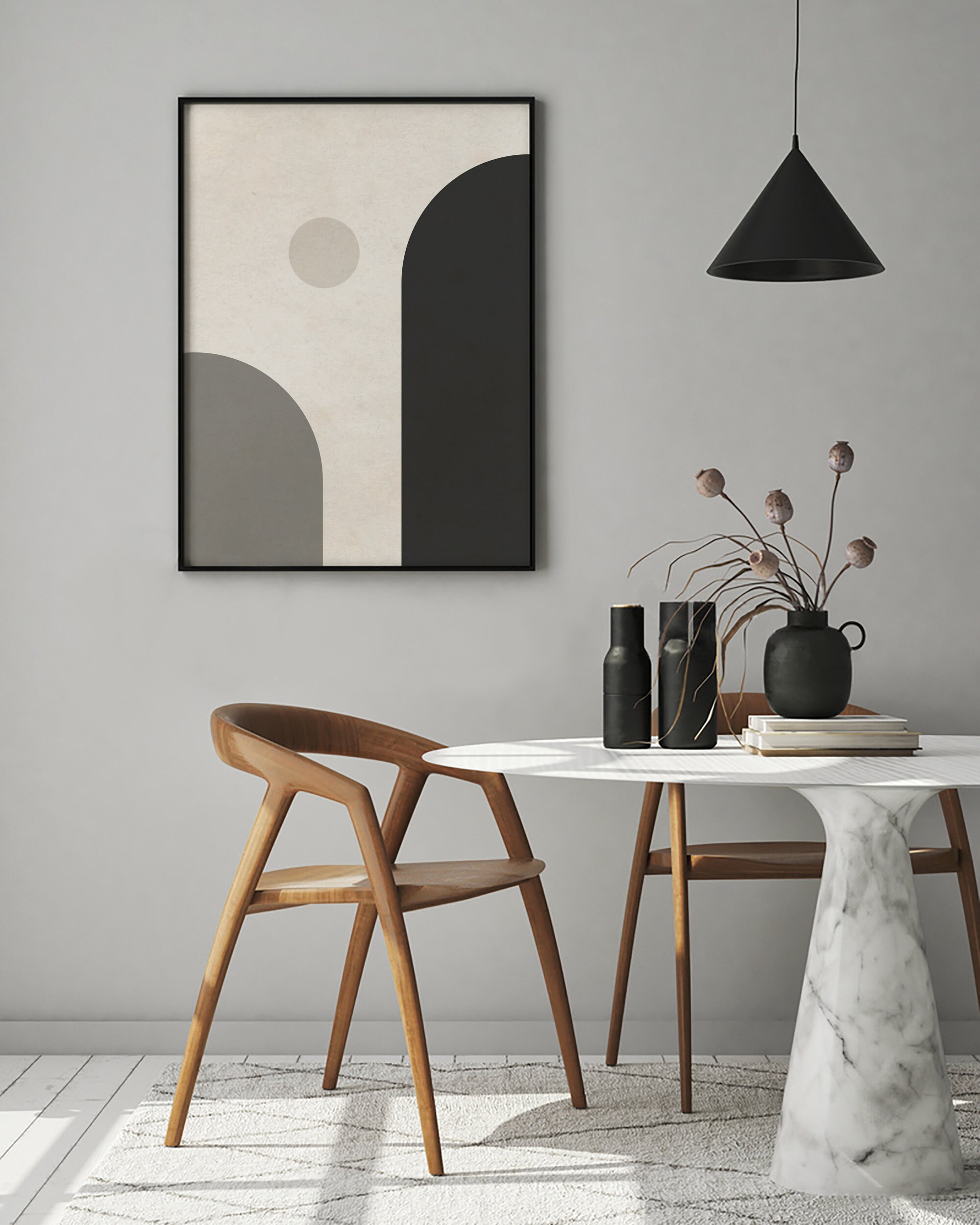 Mid Century Modern Printable Wall Art Set of 3, Neutral Abstract ...