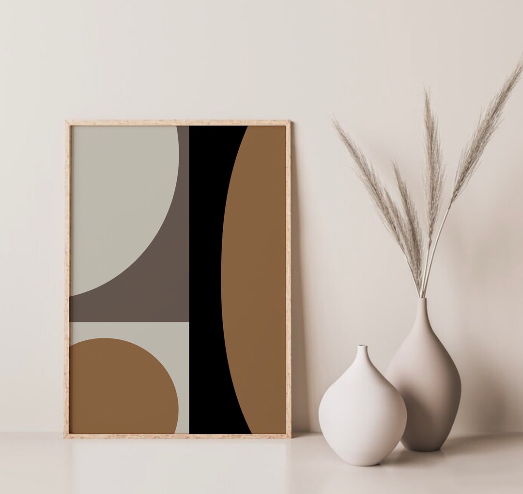 Mid Century Modern Wall Art, Abstract Retro Art Print, Neutral ...