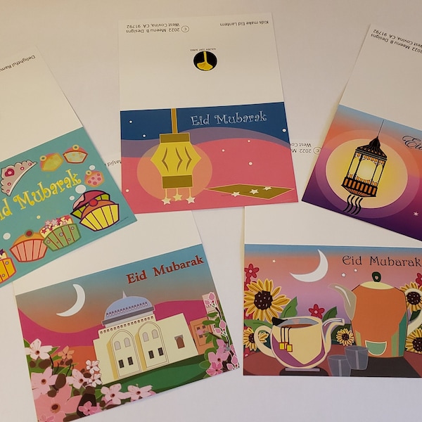 Eid Mubarak Greeting Cards, SET of greeting cards with envelopes, ramadan mubarak, eid mubarak, eid gift, ramadan gift, eid al-adha