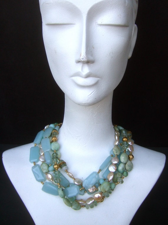 Opulent Heavy Glass Stone & Crystal Beaded Choker… - image 3