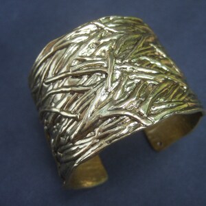 Chic Wide Gilt Metal Textured Cuff Bracelet Designed by Karine Sultan image 4