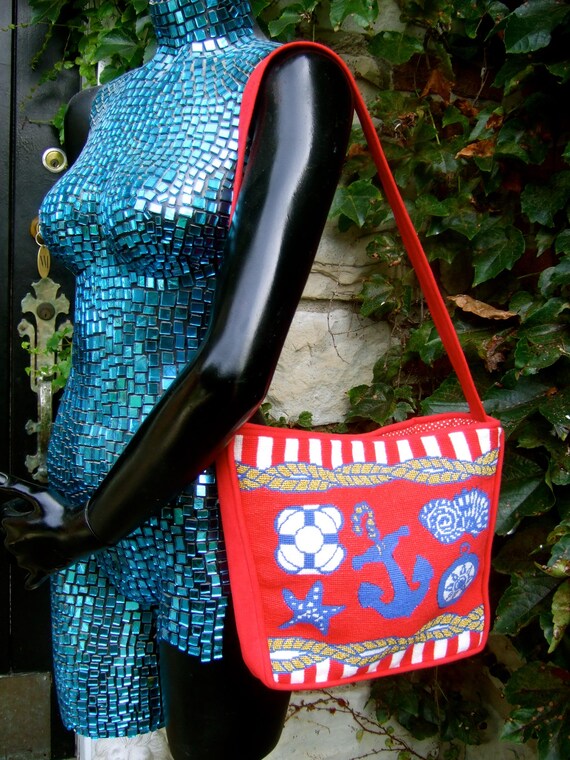 Unique Nautical Theme Hand Stitched Needlepoint S… - image 7