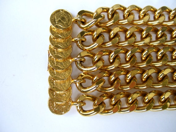 Stylish Heavy Chunky Wide Gilt Chain Link Bracele… - image 7