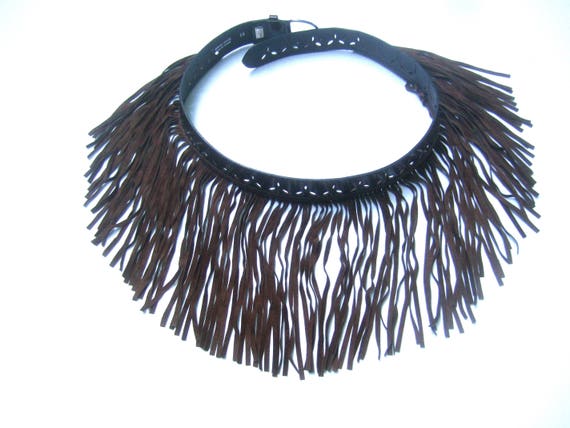 Avant garde Brown Leather Fringe Belt by Herve Ma… - image 3