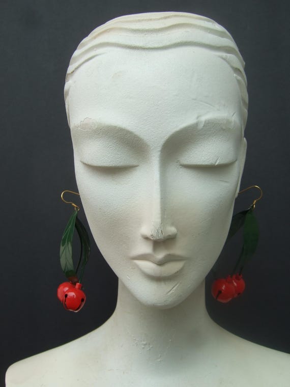 Whimsical Unique Dramatic Pierced Dangle Metal En… - image 4