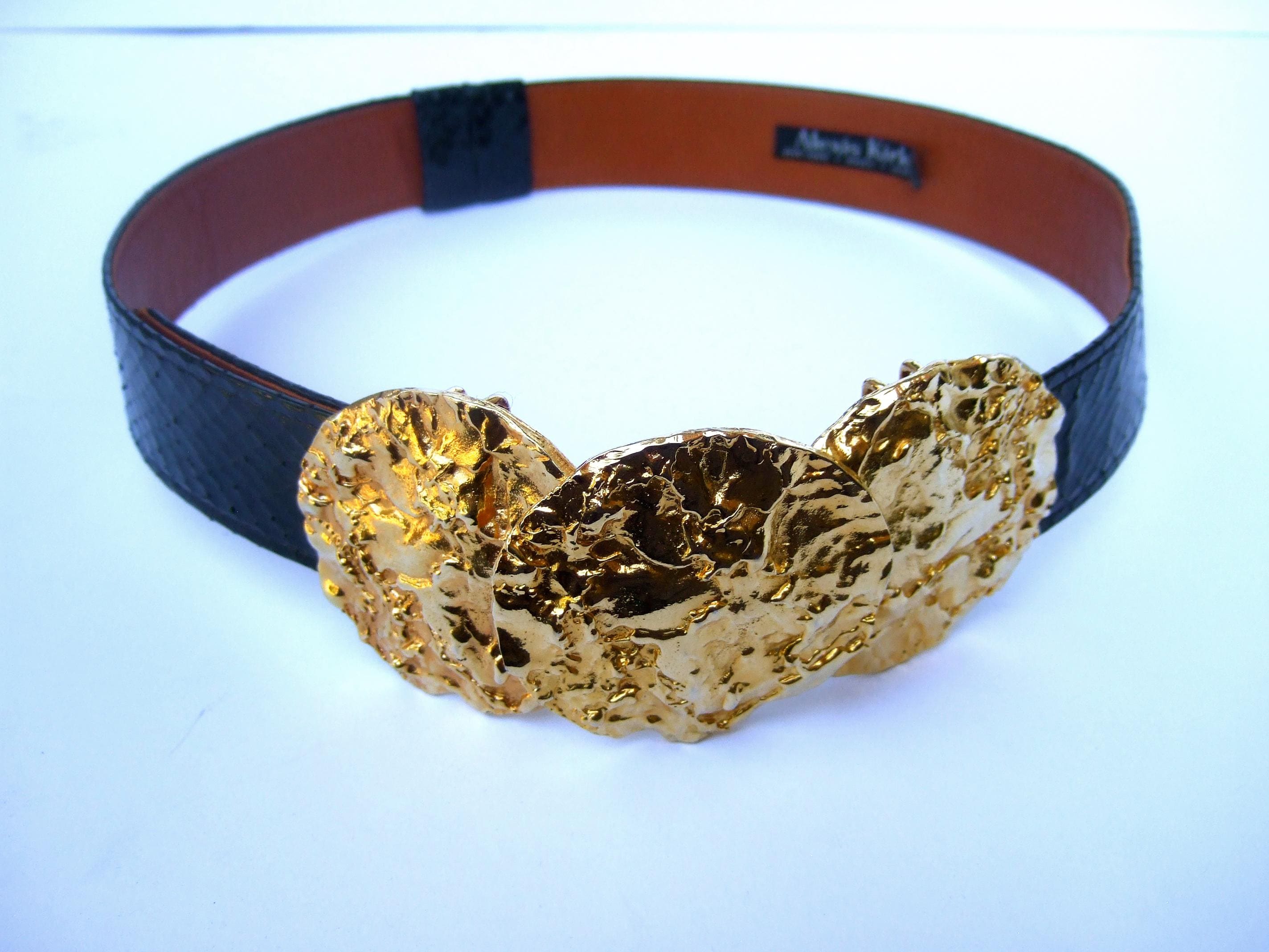 Vintage Alexis Kirk Enamel Rhinestone Art Deco Gold Adjustable Leather Belt 1980 Alexis Kirk Belt Vintage - Etsy main image 3