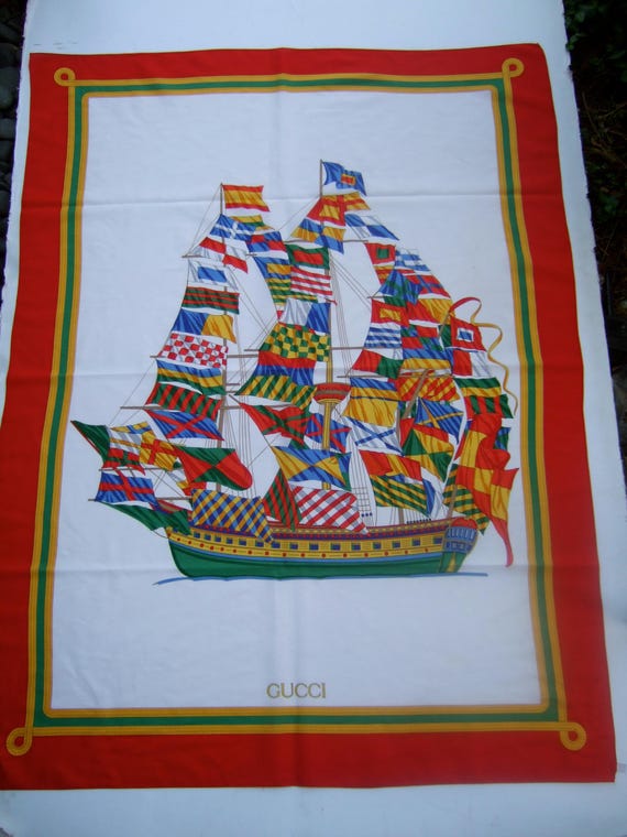 GUCCI Italy Huge Rectangular Cotton Schooner Ship… - image 5