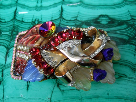 WENDY GILL Crystal Encrusted Artisan Repurposed Belt Buckle  display picture 1