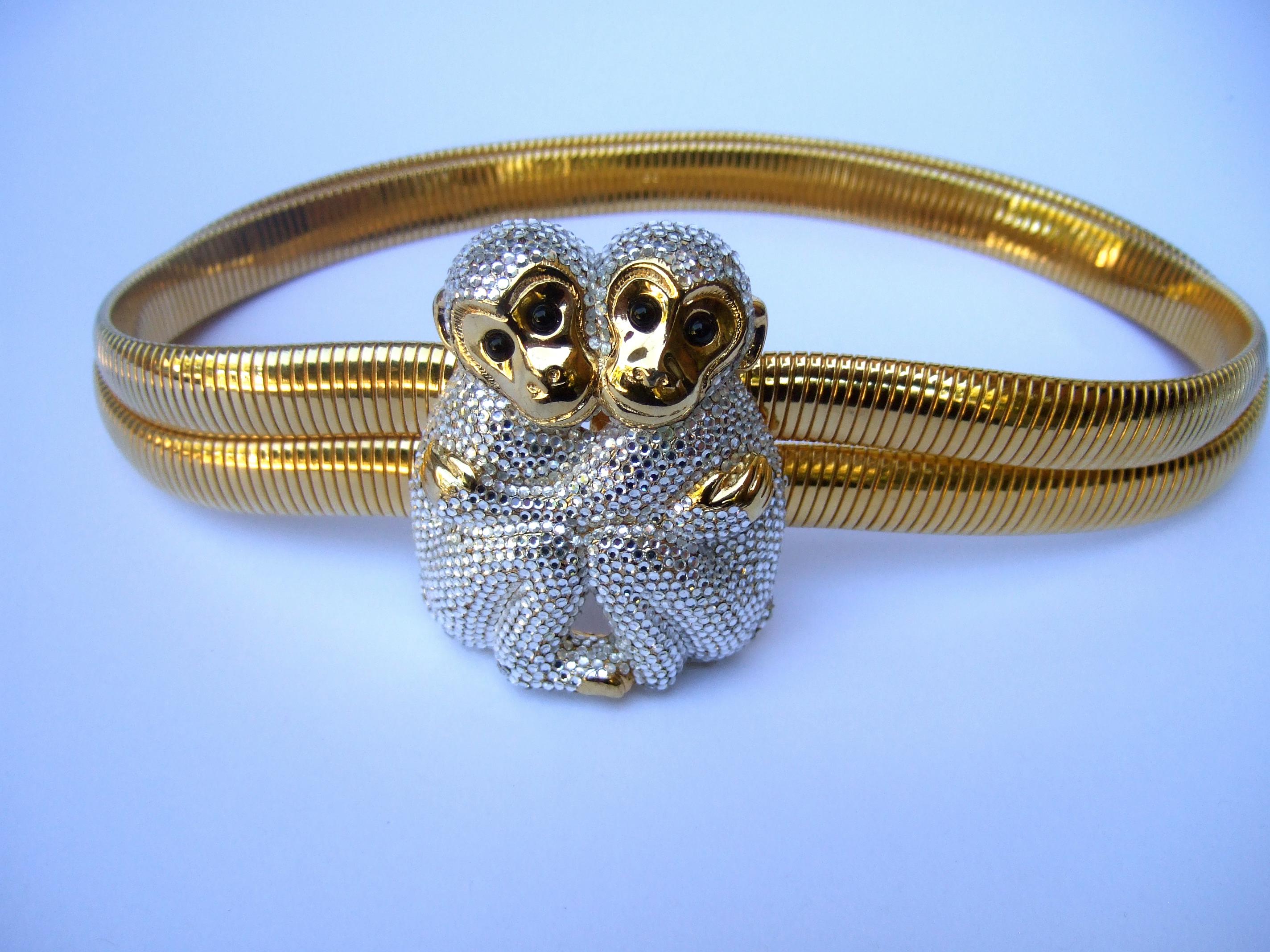 Judith Leiber Chain Belt Cabochon Animal Charms Monkeys Gemstones Gold Small Vintage Judith Leiber Rock Crystal Amulet Chain Belt – Recess main image 3
