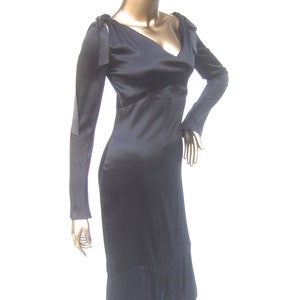 CHANEL Iconic Black Silk Charmeuse Ribbon Shoulder Cocktail Dress Size 34