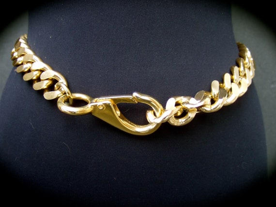 Sleek Chunky Wide Gold Metal Chain Link Belt c 19… - image 2