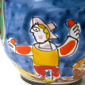 SAKS FIFTH AVENUE Italian Porcelain Ceramic Hand Painted Artisan Beverage Pitcher c 1970s