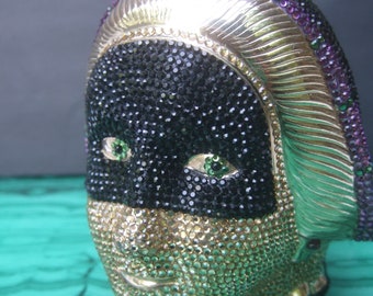 JUDITH LEIBER Exquisite Crystal Encrusted Figural Woman Minaudière c 1980s