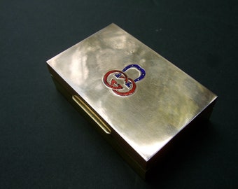 GUCCI Rare Sleek Mixed Metal Cloisonne' Enamel Small Trinket Box c 1970s