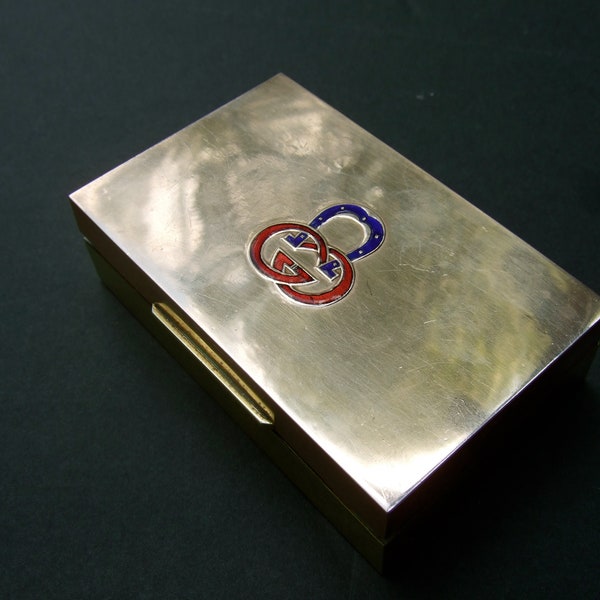 GUCCI Rare Sleek Mixed Metal Cloisonne' Enamel Small Trinket Box c 1970s