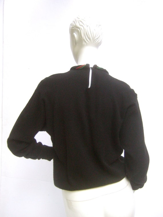Cashmere Tassel Collar Black Sweater c 1970s - image 4