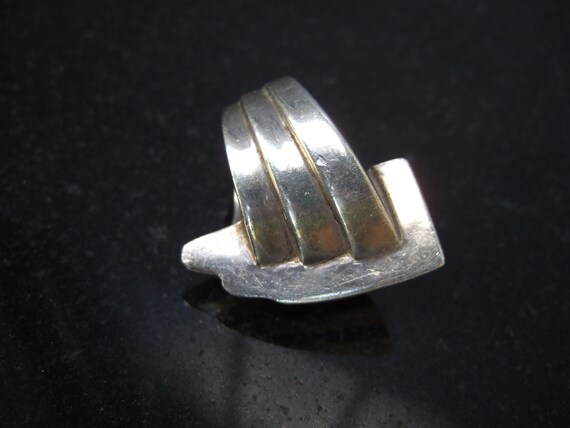 Sterling Silver Bold Chunky Modernist Style Ring … - image 8