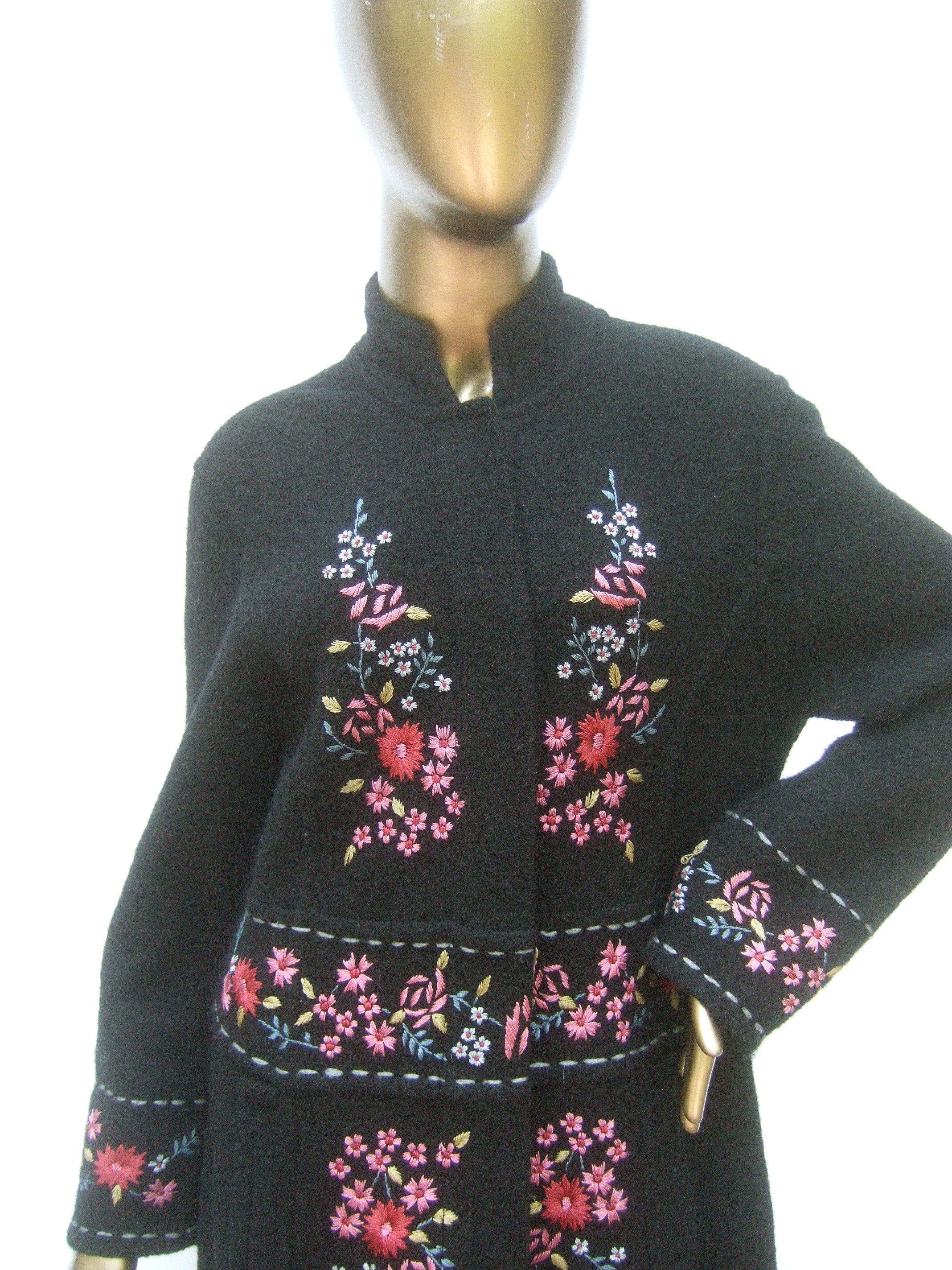 boiled wool black coat