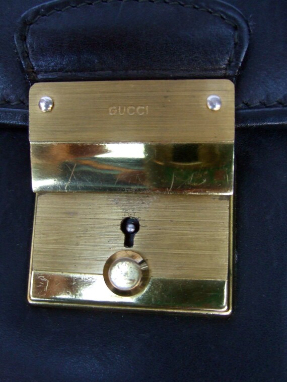 GUCCI Italy Black Leather Unisex Attache - Briefc… - image 3
