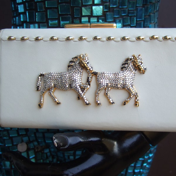 Opulent Crystal Encrusted Equine Versatile Clutch Shoulder Bag c 1980s