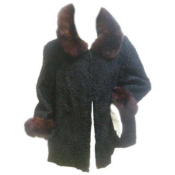 Schiaparelli Sable Trimmed Astrakhan Jacket. Tota… - image 1