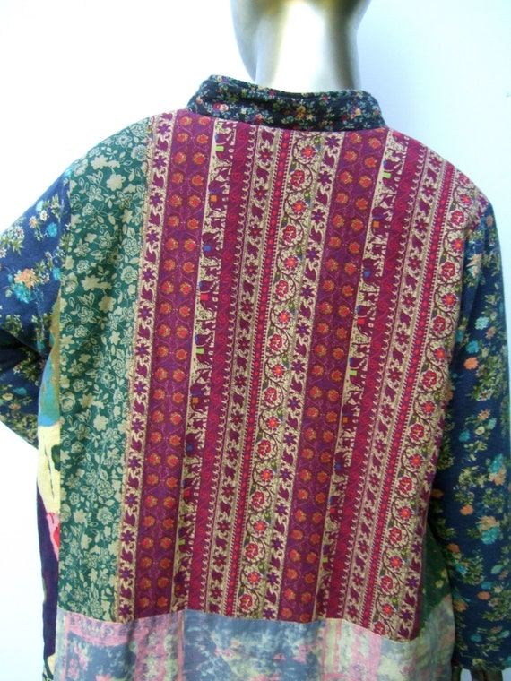 Unique Cotton Quilted Patchwork Boho Duster Coat - image 8