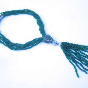 Opulent Green Crystal Panther Tassel Necklace image 9