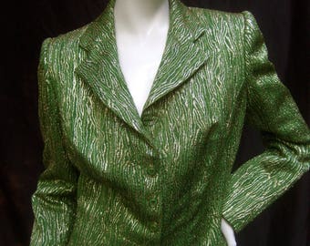 Luxurious Italian Chartreuse Metallic Lame Jacket for Neiman Marcus