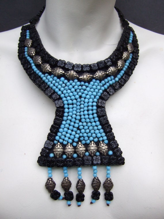 Exotic Handmade Artisan Bib Collar Statement Necklace C 1980s