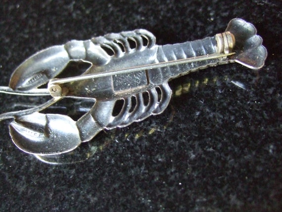 Unique Sterling Small Lobster Brooch c 1970s - image 4