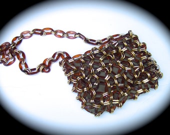 1970s Italian Tortoise Shell Lucite Ring Shoulder Bag