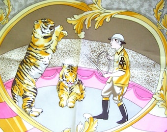 Luxurious Silk Hand Rolled Circus Theme Scarf