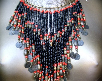 Exotic Artisan Handmade Massive Glass Beaded Bib Collar Choker Necklace