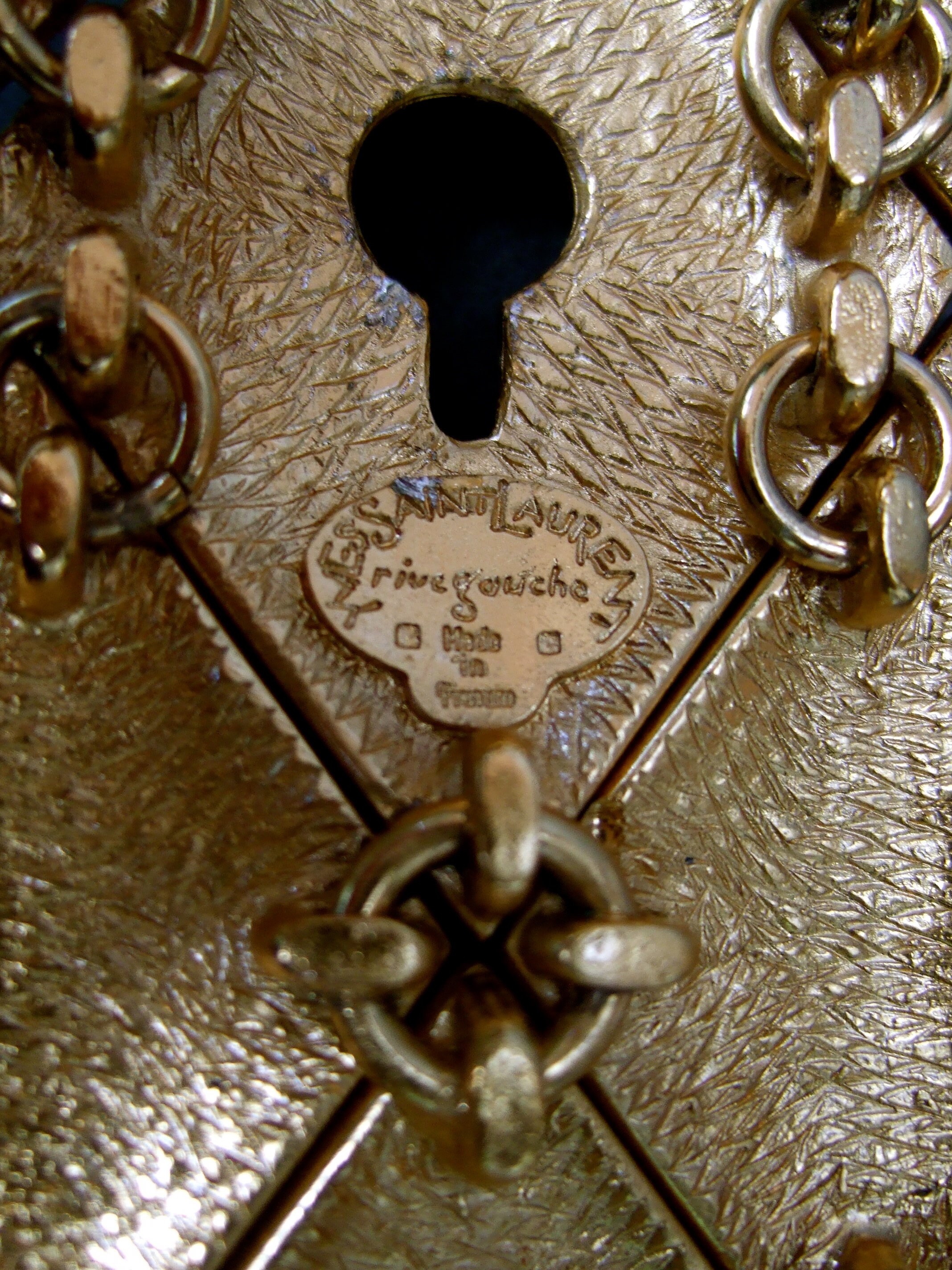 YVES SAINT LAURENT Paris Rive Gauche Exquisite Gilt Metal Crystal