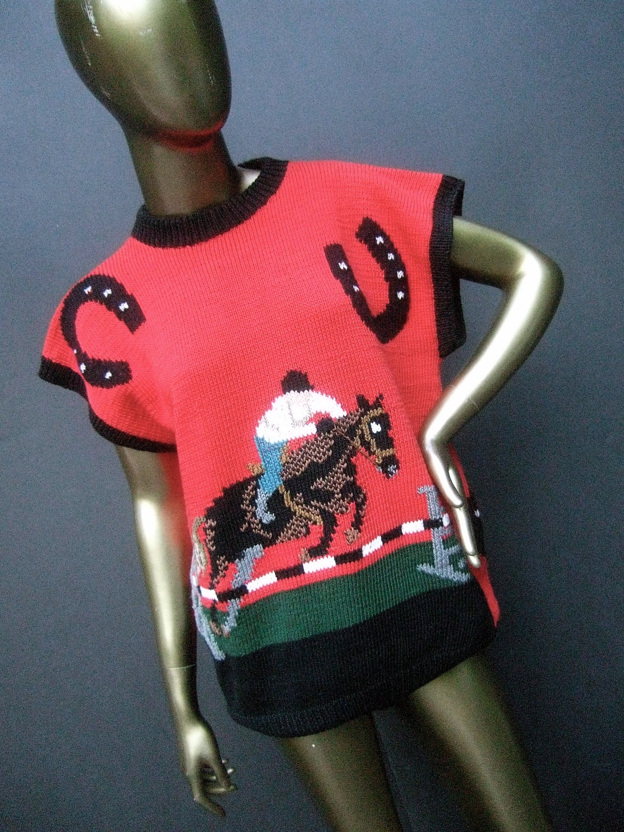 Equestrian Pima Cotton Hand Knit Horse Jumper Sweater C 1980s Etsy