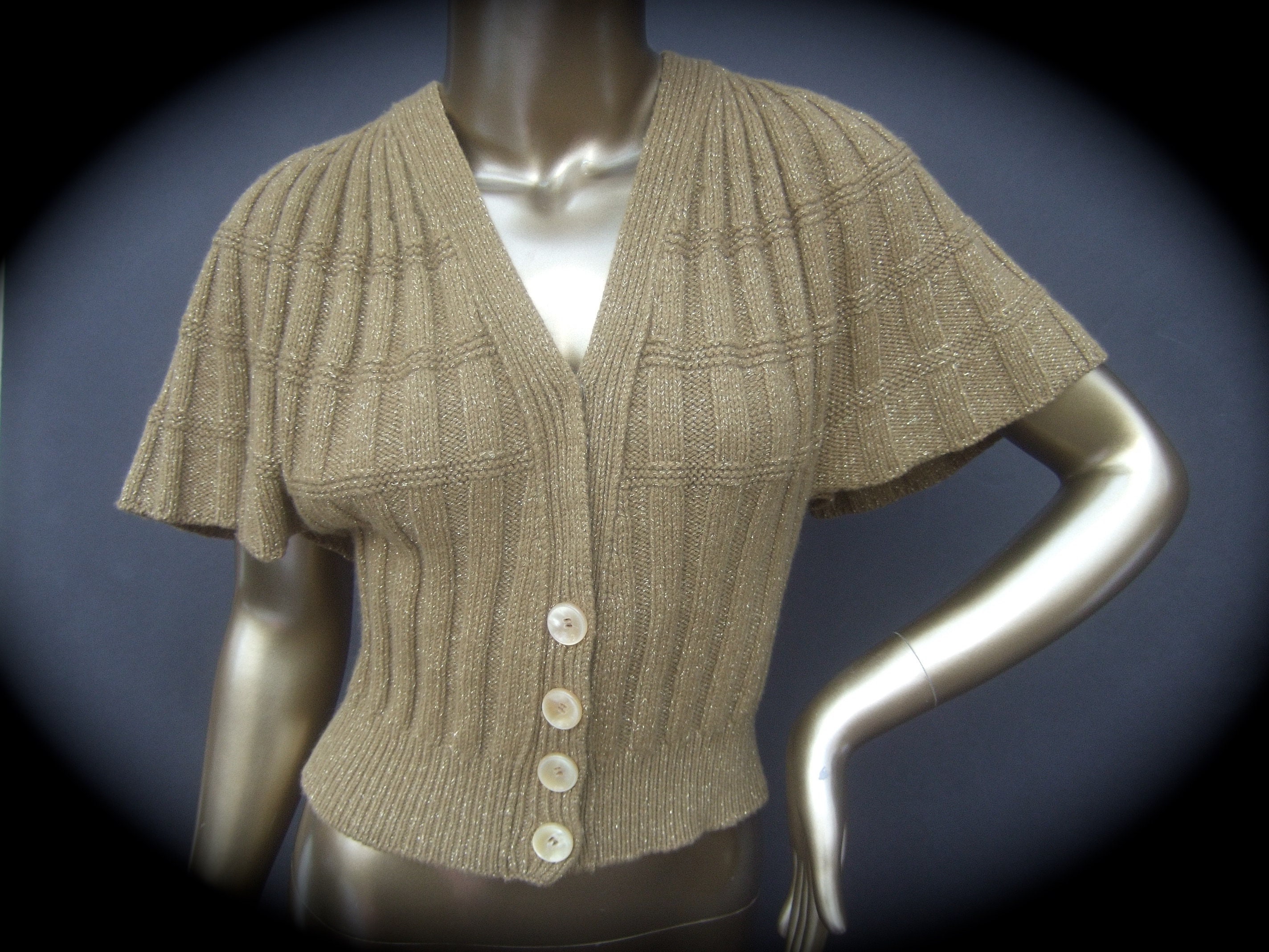 Louis Vuitton V-Neck Cardigan Knit Sweaters Wool Silk Size L Made