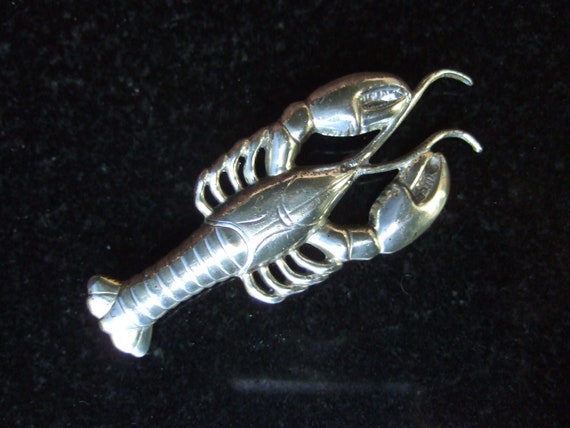 Unique Sterling Small Lobster Brooch c 1970s - image 1