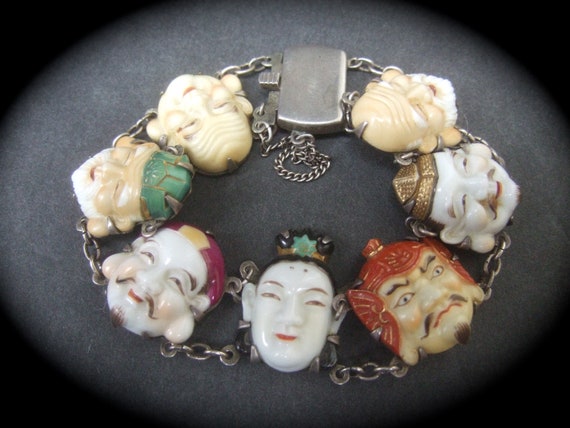 Exotic Sterling Porcelain Enamel Seven Lucky Gods… - image 3