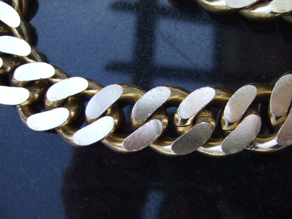 Sleek Chunky Wide Gold Metal Chain Link Belt c 19… - image 5