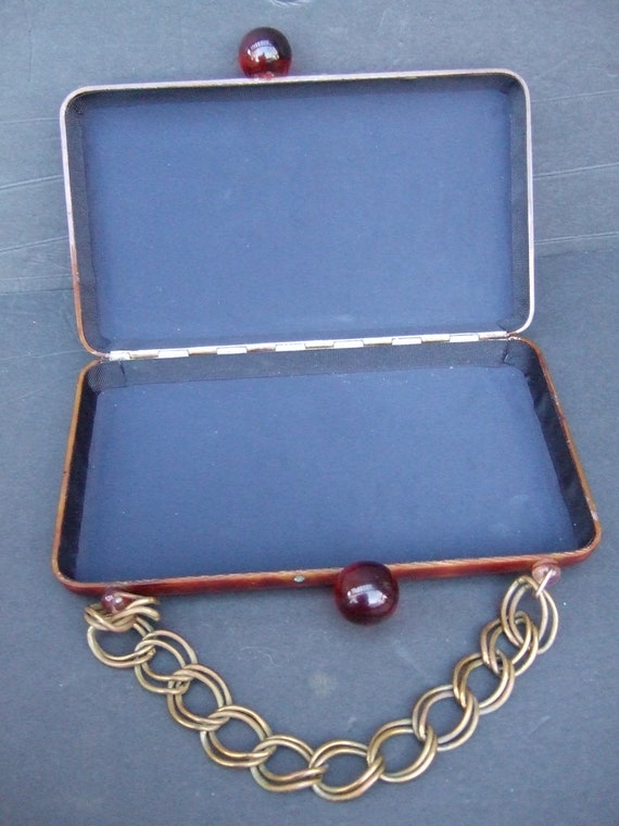 Sleek Tortoise Shell Lucite Rectangular Box Purse… - image 5