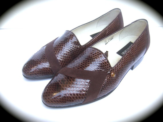 1970s Mens Exotic Pierre Cardin Brown Genuine Sna… - image 1