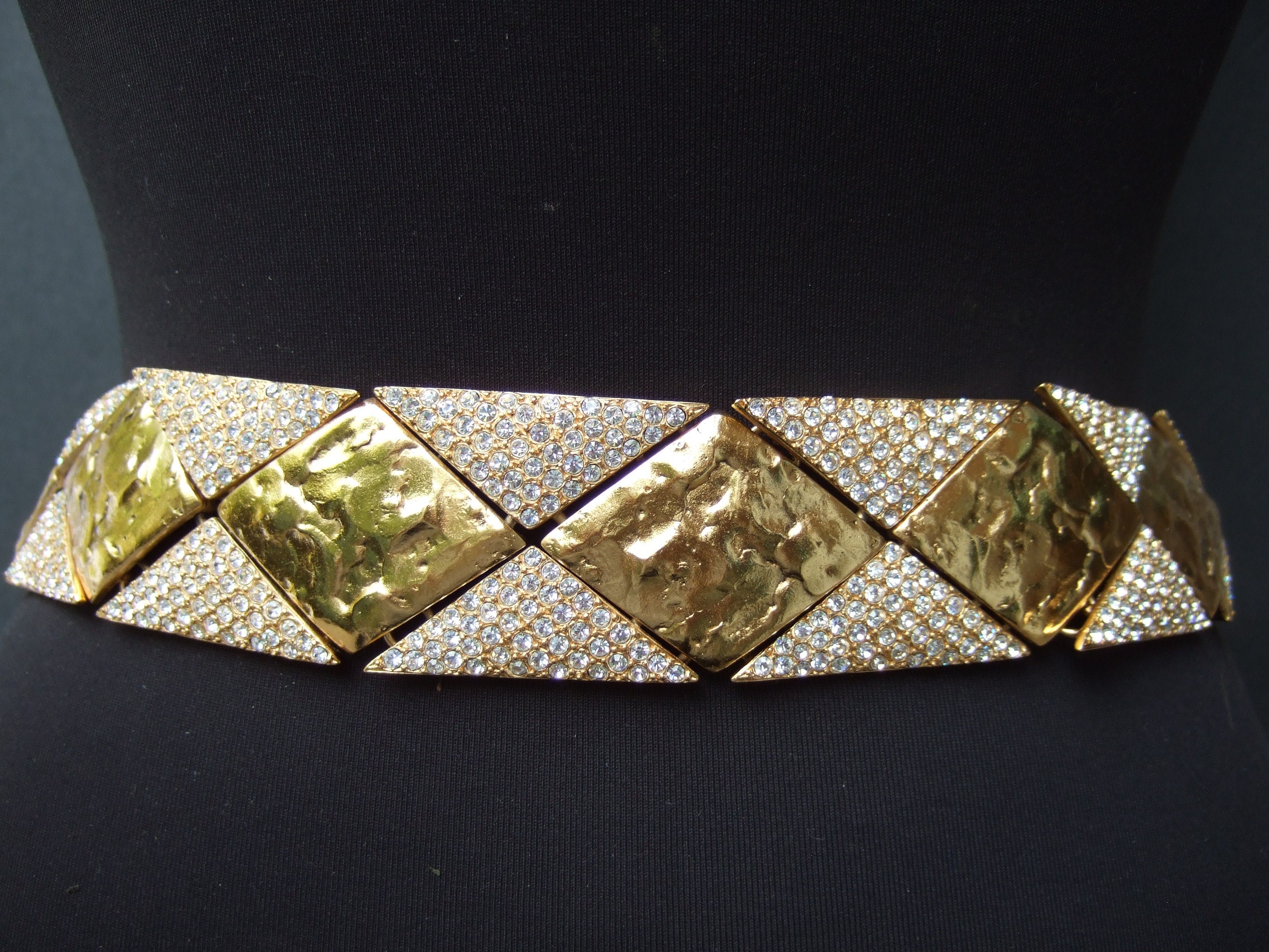 イヴ・サンローラン リヴ・ゴーシュ クリスタル ゴールドクロス ナイロンベルト YVES SAINT LAURENT Paris Rive Gauche Exquisite Gilt Metal Crystal