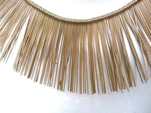Avant-garde Gilt Metal Wire Needle Statement Neck… - image 7