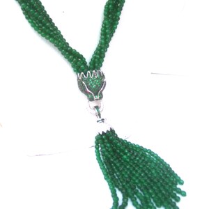 Opulent Green Crystal Panther Tassel Necklace image 6