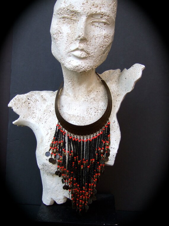 Exotic Artisan Handmade Massive Glass Beaded Bib … - image 8