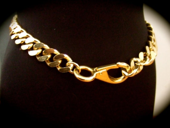 Sleek Chunky Wide Gold Metal Chain Link Belt c 19… - image 6
